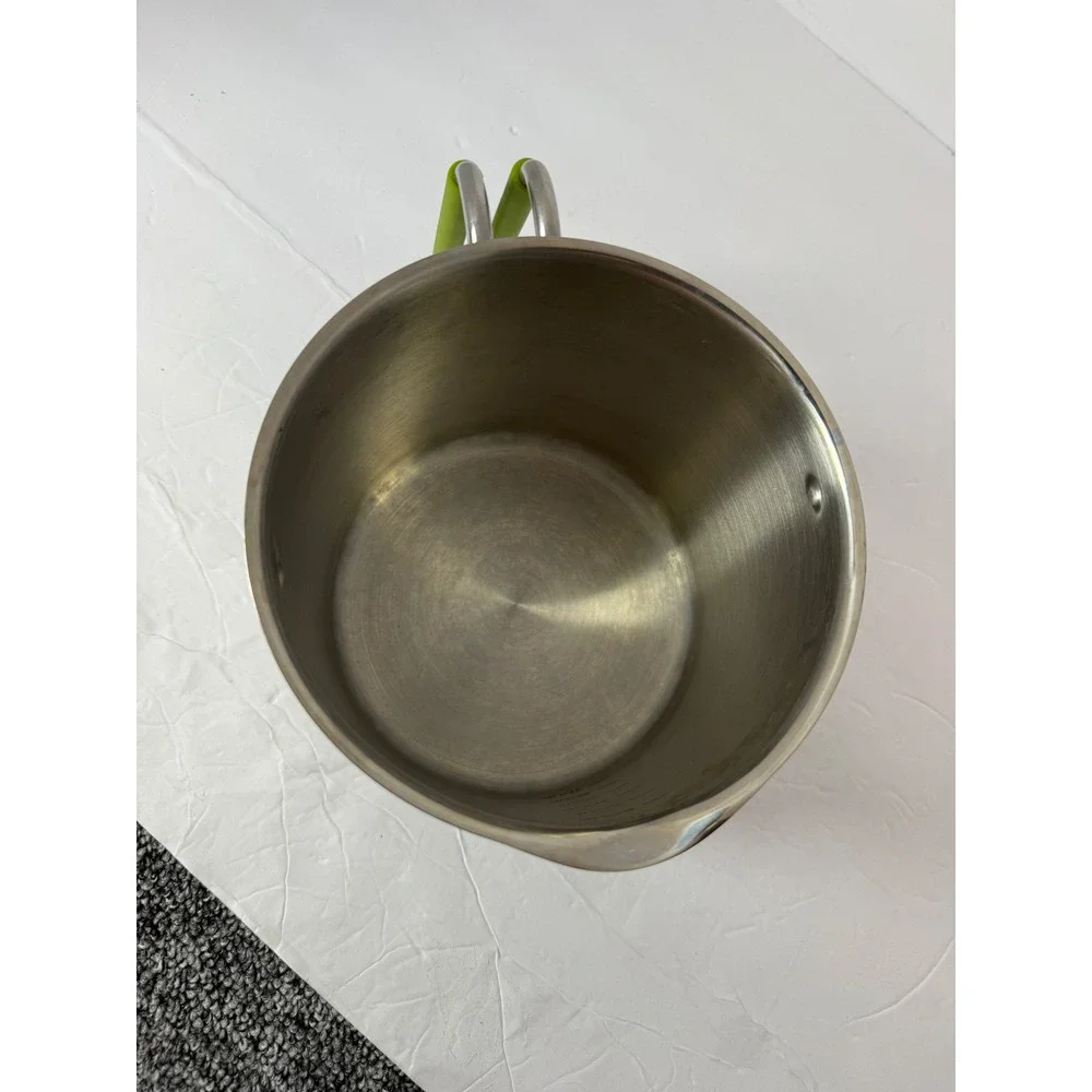 Kuhn Rikon 4223 Stainless Steel Straining Pot with Glass Lid Green Handles